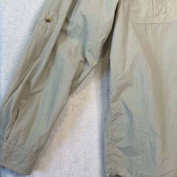 Vintage LL Bean Button Up Shirt Mens Medium Light Khaki Ripstop Outdoors *Flaw - Picture 12 of 16
